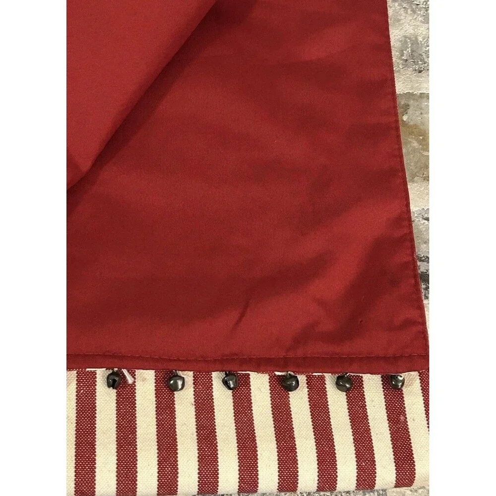 Red Ticking Stripe Table Runner Beaded Trim Christmas Home Decor Centerpiece